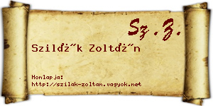 Szilák Zoltán névjegykártya