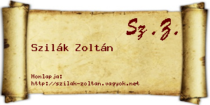 Szilák Zoltán névjegykártya